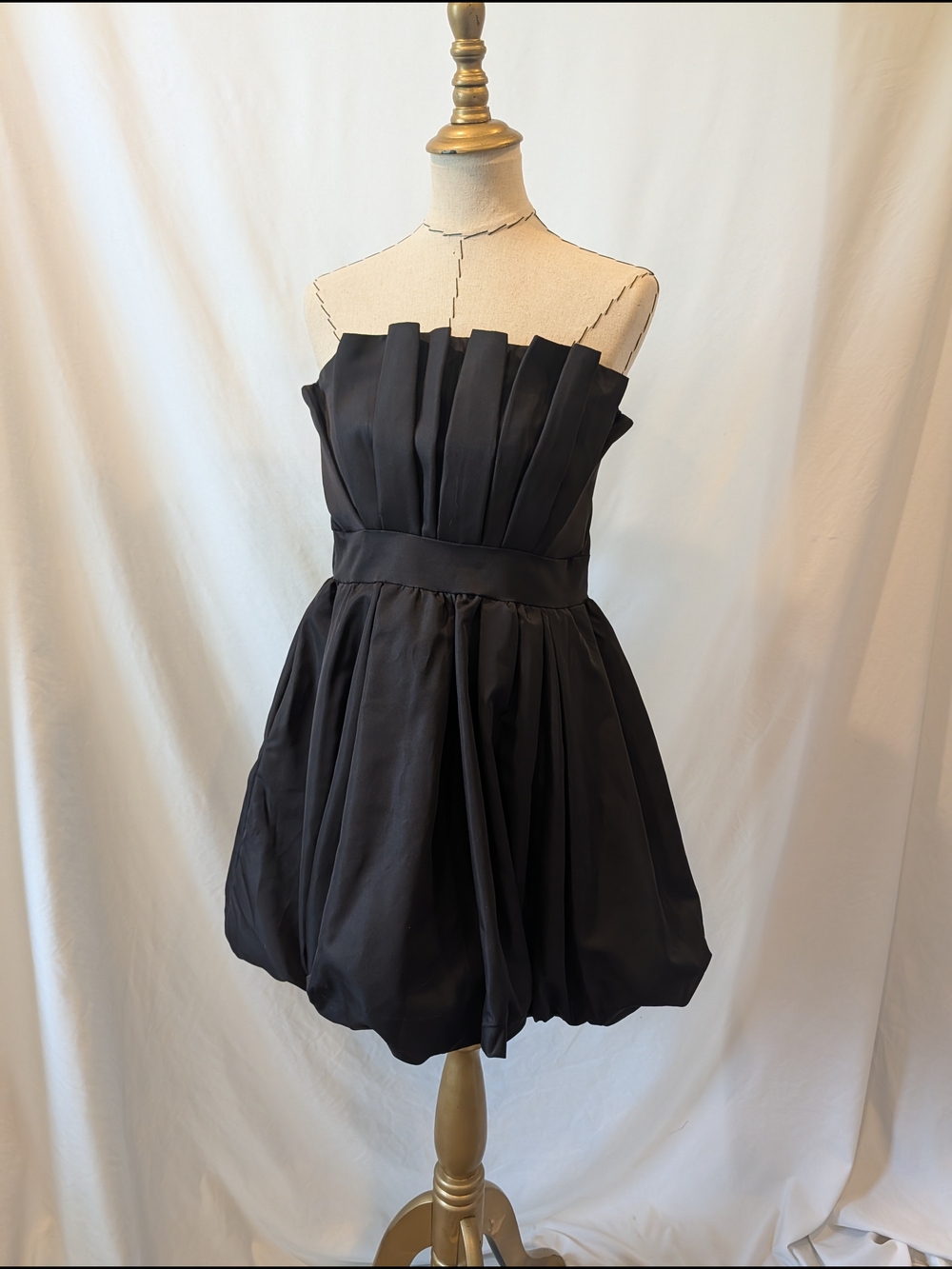 DO+BE Black Satin Evening Dress Cocktail party bubble hem